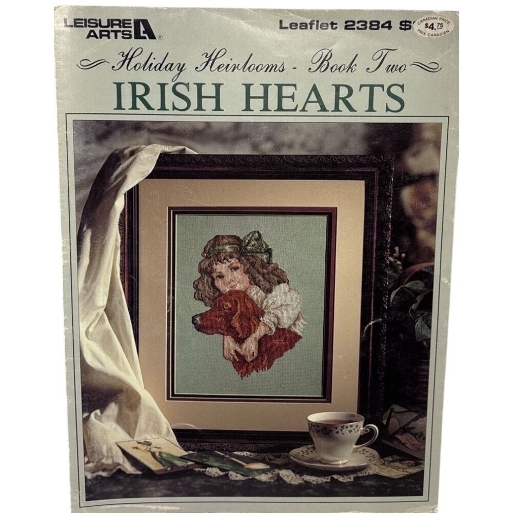 Irish Hearts Cross Stitch Pattern Booklet Irish Setter Angels By Leisure Arts #2